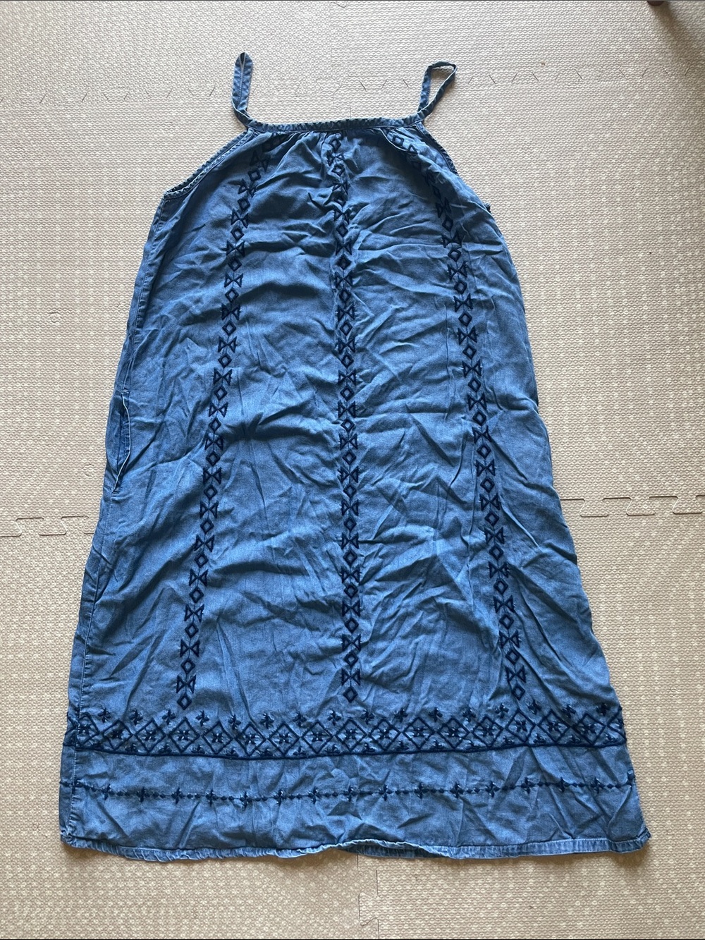 GAP Sleeveless Blue Embroidered Lyocell Maxi Dress Size S